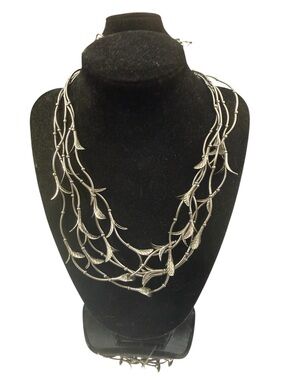 Vintage Cookie Lee Multi-Strand Silver Leaf Necklace